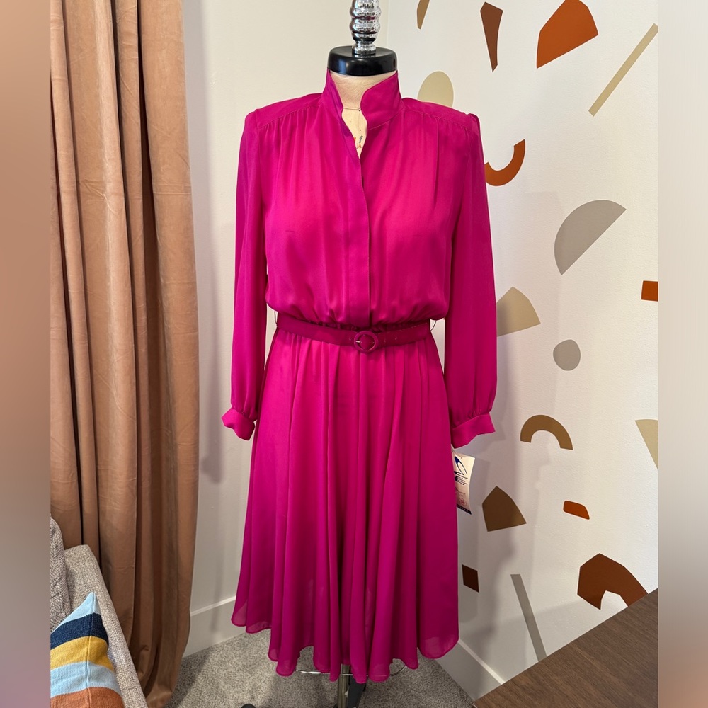 Vintage Willi of California Fuchsia Chiffon Dress | NWT | Size 6
